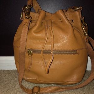 Leather Fossil Bucket Bag